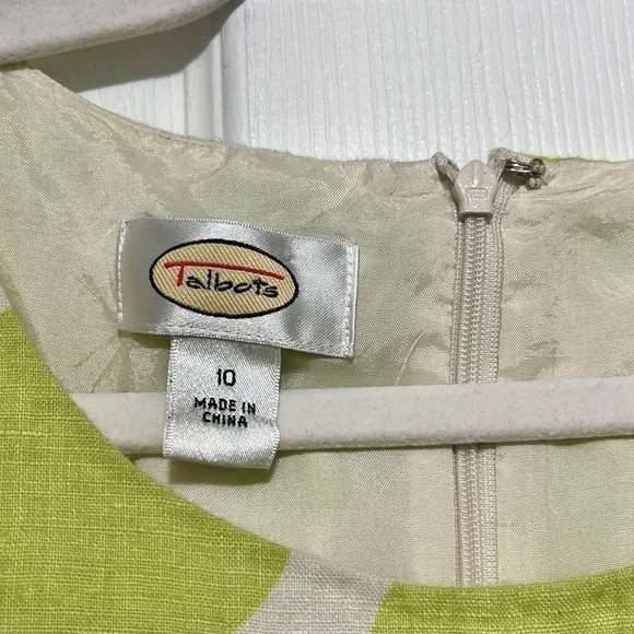 Talbots Vintage Stylish Green Polka Dot Linen Sun Dress Size 10 - Picture 3 of 9